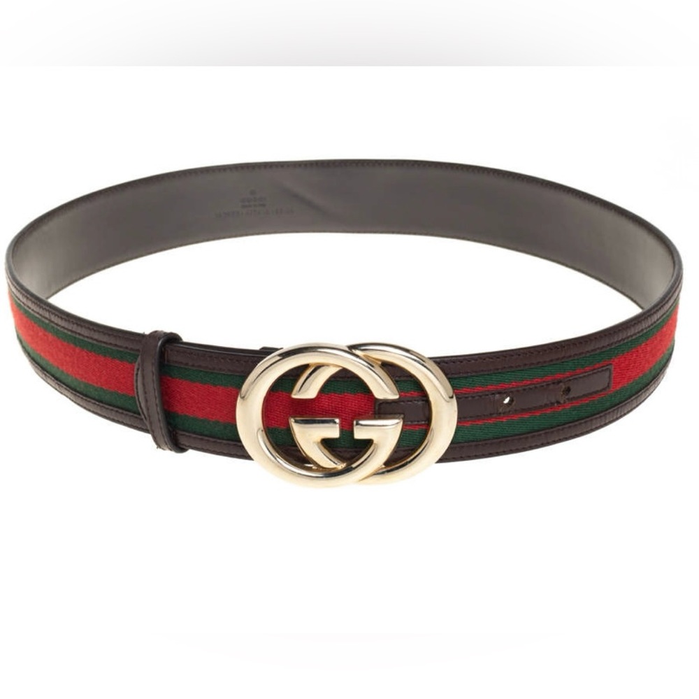 Gucci interlocking GG web stripe belt size 85/34 authentic excellent condition